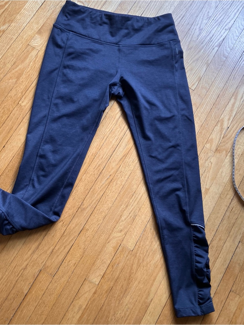 Navy Ruffle Hem Leggings Mondetta cute coquettish athleisure